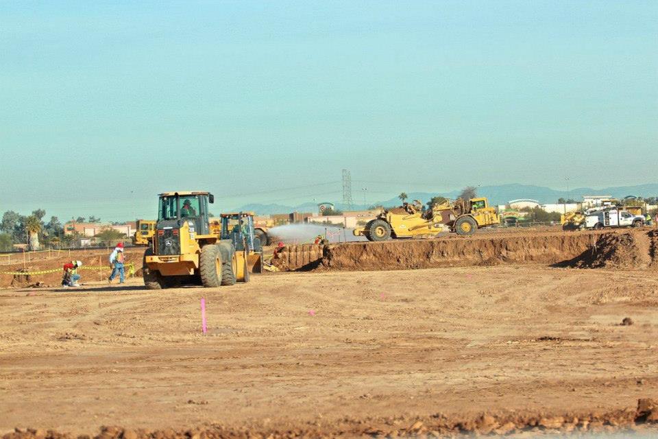 Construction crews at work at  the West Valley Resort near Glendale, Arizona