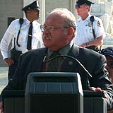 WEEK IN REVIEW: Jamestown S'Klallam chairman Ron Allen at Supreme Court rally. October 7, 2002. File Photo NSM.