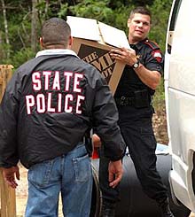 Rhode Island police raided the Narragansett Reservation on July 14, 2003.
