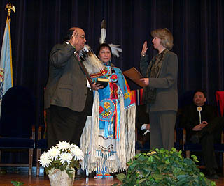 Dave Anderson sworn in by Secretary of Interior Gale Norton.