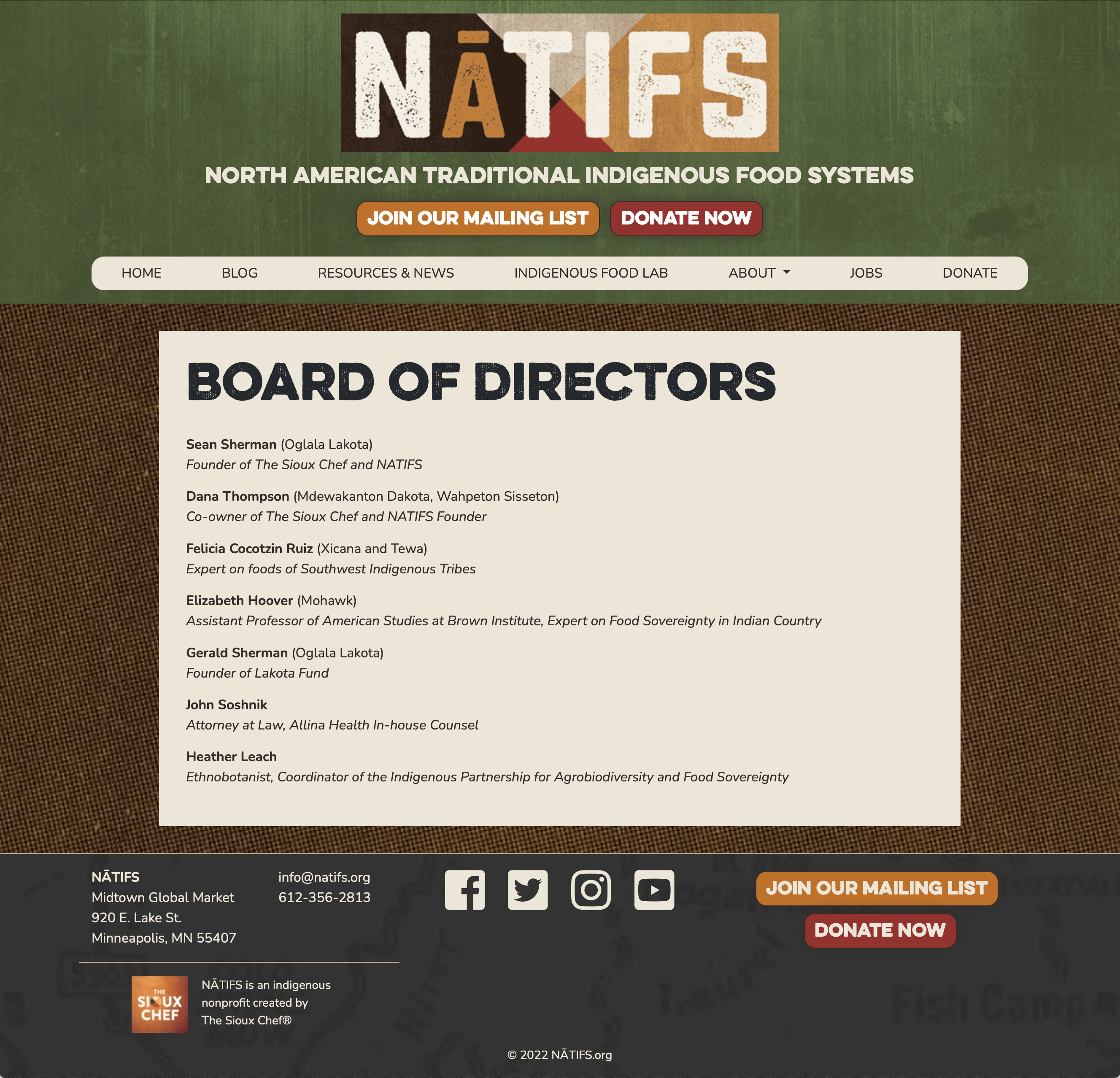 NATIFS Board of Directors